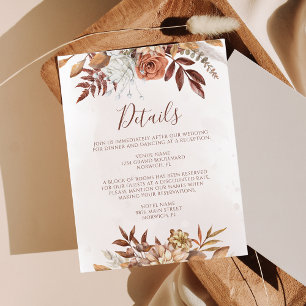 Terracotta Rust Flowers Boho Fall Wedding Details Informatiekaartje