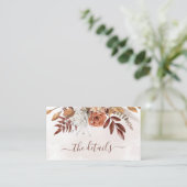 Terracotta Rust Flowers Boho Fall Wedding Details Informatiekaartje (Staand voorkant)