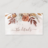Terracotta Rust Flowers Boho Fall Wedding Details Informatiekaartje (Voorkant)