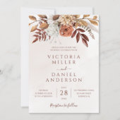 Terracotta Rust Flowers Boho Herfst Earthy Wedding Kaart (Voorkant)