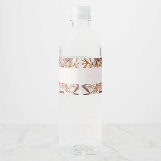 Terracotta Rust Flowers Boho Herfst Foliage Waterfles Etiket (Achterkant)