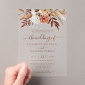 Terracotta Rust Flowers Boho Herfst Foliage Weddin Acryl Uitnodigingen (Insitu (Draagbaar))