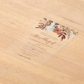 Terracotta Rust Flowers Boho Herfst Foliage Weddin Acryl Uitnodigingen (Laagn)