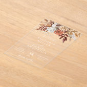 Terracotta Rust Flowers Boho Herfst Foliage Weddin Acryl Uitnodigingen (Laagn)