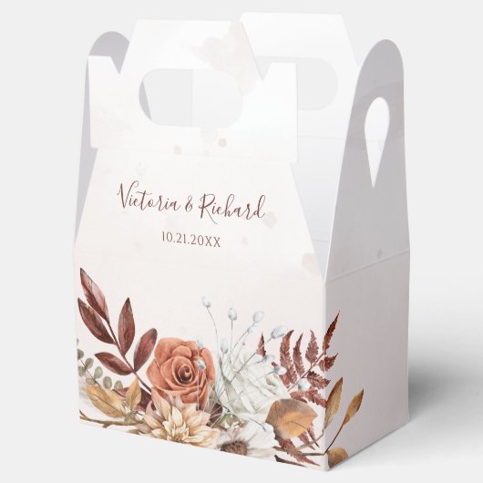 Terracotta Rust Flowers Boho Herfst Foliage Weddin Bedankdoosjes (Geopend)