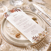 Terracotta Rust Flowers Boho Herfst Foliage Weddin Menu