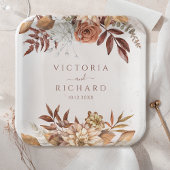 Terracotta Rust Flowers Boho Herfst Foliage Weddin Papieren Bordje