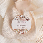 Terracotta Rust Flowers Boho Herfst Foliage Weddin Ronde Sticker<br><div class="desc">Moderne bohemiaanse trouwstickers met waterverf bloemen en valbladeren in aardse tinten zoals roestbruin,  verbrand sinaasappel en terracotta. Ideale keuze voor herfstbruiloften.</div>
