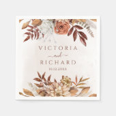 Terracotta Rust Flowers Boho Herfst Foliage Weddin Servet (Voorkant)