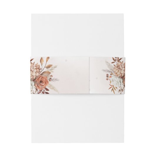 Terracotta Rust Flowers Boho Herfst Foliage Weddin Uitnodigingen Wikkel (Achterkant Voorbeeld)