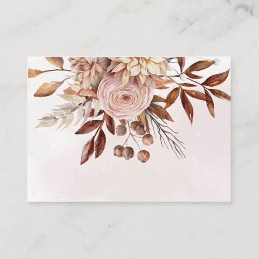 Terracotta Rust Flowers Boho Herfst Honeymoon Fond Informatiekaartje (Achterkant)