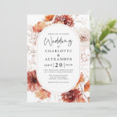 Terracotta Rust Flowers Boho Herfst Kaart (Staand voorkant)