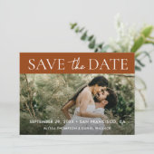 Terracotta Rust Foto Save the Date bruiloft (Staand voorkant)