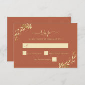 Terracotta Rust Gold Eucalyptus Foliage Weddenscha RSVP Kaartje (Voorkant / Achterkant)
