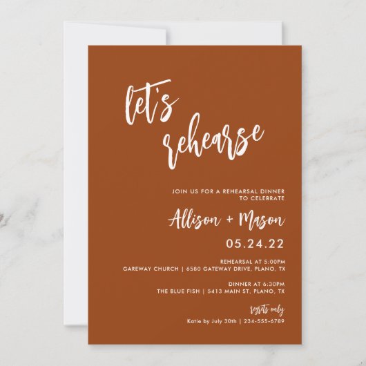 Terracotta Rust Let's repetitie Uitnodiging (Voorkant)