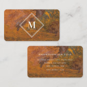 Terracotta Rust Metallic Texture Monogram Initial Visitekaartje (Voorkant / Achterkant)