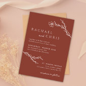 Terracotta Rust Minimalis Floral Botanical QR Code Kaart