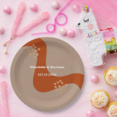 Terracotta Rust Modern Abstract huwelijk Papieren Bordje (Feest)