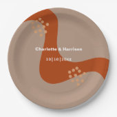 Terracotta Rust Modern Abstract huwelijk Papieren Bordje (Voorkant)