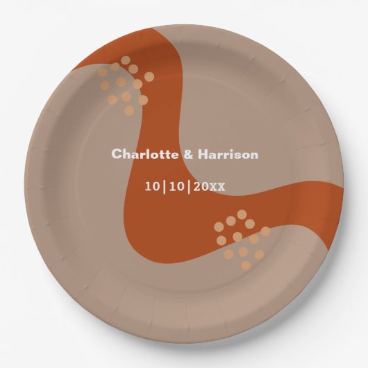 Terracotta Rust Modern Abstract huwelijk Papieren Bordje (Voorkant)