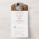 Terracotta Rust Modern Wedding Foto All In One Uitnodiging (Binnen)