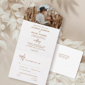 Terracotta Rust Modern Wedding Foto All In One Uitnodiging