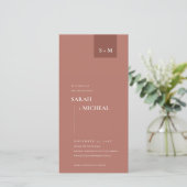 TERRACOTTA RUST MONOGRAM BEWAREN DE DATUM INVITE BEDANKKAART (Staand voorkant)