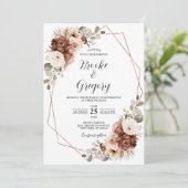 Terracotta Rust Pampas Grass Rustic Boho Wedding Kaart (Staand voorkant)