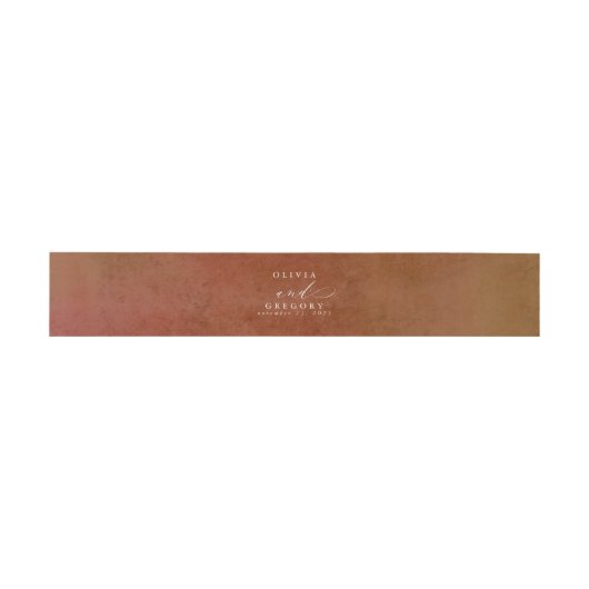 Terracotta Rust Texture Elegant Script Uitnodigingen Wikkel (Vlak)