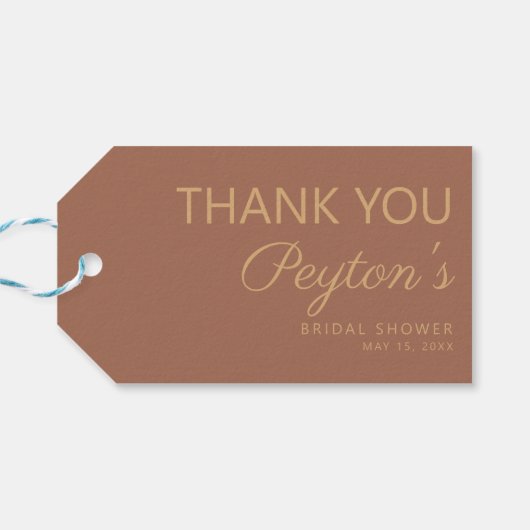 Terracotta Rust Vrijgezellenfeest Hartelijk dank Cadeaulabel (Achterkant Horizontaal)