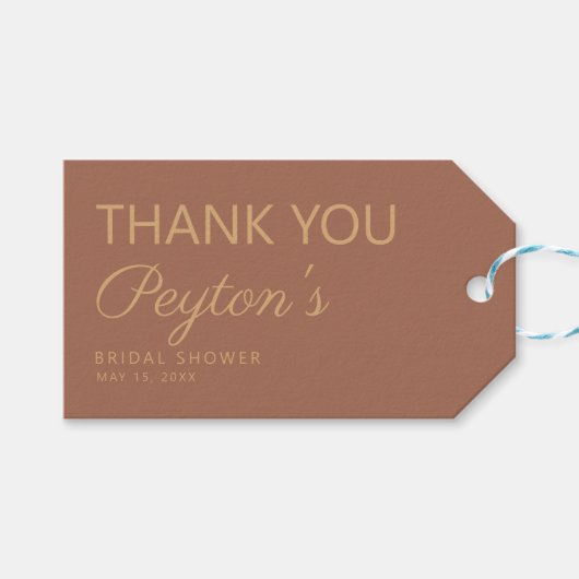 Terracotta Rust Vrijgezellenfeest Hartelijk dank Cadeaulabel (Voorkant (Horizontaal))