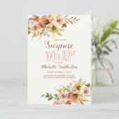 Terracotta Rust Waterverf Floral 100th Birthday Kaart (Staand voorkant)