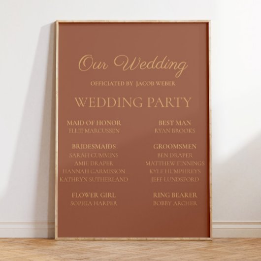 Terracotta Rust Wedding Bridal Party Poster