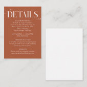 Terracotta Rust Wedding Details Enclosure Card Informatiekaartje (Voorkant / Achterkant)
