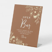 Terracotta Rust Wedding Open Bar Reclamebord Met Voetstuk (Voorkant)