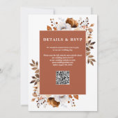 Terracotta Rustic Bloem QR Code Bruiloft Kaart (Achterkant)