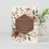 Terracotta Rustic Bloom Wedding Kaart (Staand voorkant)