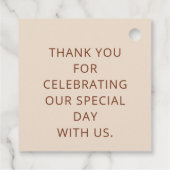 Terracotta Rustic Boho Arched Modern Wedding Bedankjes Labels (Achterkant)