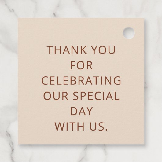 Terracotta Rustic Boho Arched Modern Wedding Bedankjes Labels (Achterkant)