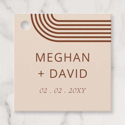 Terracotta Rustic Boho Arched Modern Wedding Bedankjes Labels (Voorkant)