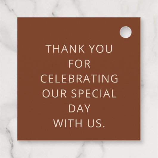 Terracotta Rustic Boho Arched Modern Wedding Bedankjes Labels (Achterkant)