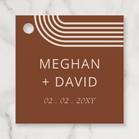 Terracotta Rustic Boho Arched Modern Wedding Bedankjes Labels (Voorkant)
