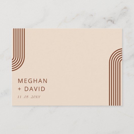 Terracotta Rustic Boho Arched Modern Wedding Informatiekaartje (Achterkant)