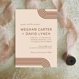 Terracotta Rustic Boho Arched Modern Wedding Kaart