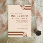 Terracotta Rustic Boho Arched Modern Wedding Kaart