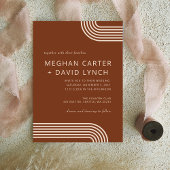 Terracotta Rustic Boho Arched Modern Wedding Kaart