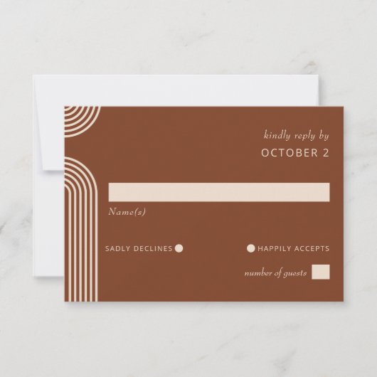 Terracotta Rustic Boho Arched Modern Wedding RSVP Kaartje (Voorkant)