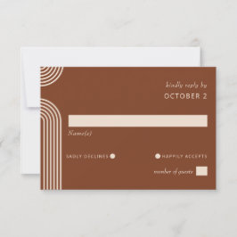 Terracotta Rustic Boho Arched Modern Wedding RSVP Kaartje