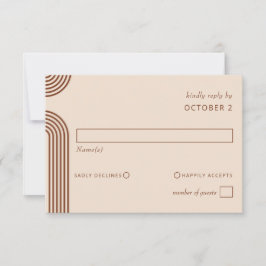 Terracotta Rustic Boho Arched Modern Wedding RSVP Kaartje