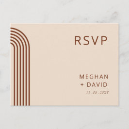 Terracotta Rustic Boho Arched Modern Wedding Uitnodiging Briefkaart